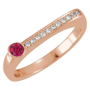 Natural Ruby Rose Gold  Diamond Rings