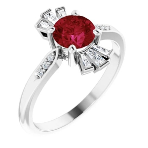 Joanna Natural Ruby Silver  Diamond Rings