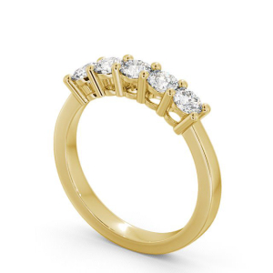 Delorus Natural Yellow Gold 4 Prong 5 Stone Diamond Ring