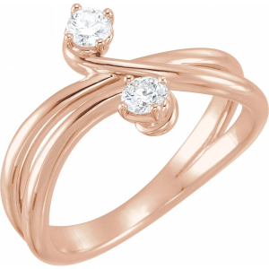 Collys Natural Rose Gold 4 Prong Side Stone Diamond Rings