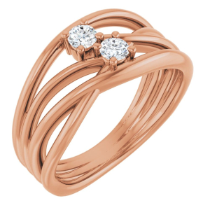 Novalynn Natural Rose Gold 4 Prong Side Stone Diamond Rings