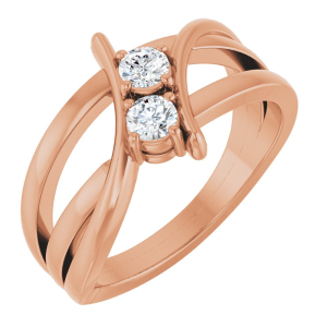 Nymeria Natural Rose Gold 4 Prong Side Stone Diamond Rings