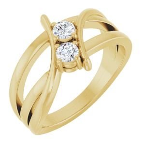 Nymeria Natural Yellow Gold 4 Prong Side Stone Diamond Rings