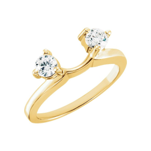  Coure Natural Rose Gold 3 Prong Side Stone Diamond Rings