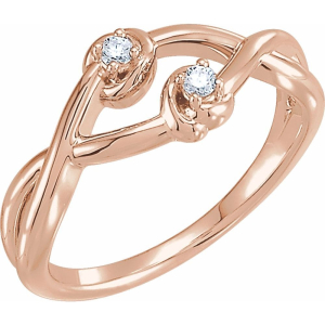 Novaleigh Natural Rose Gold 4 Prong Side Stone Diamond Rings