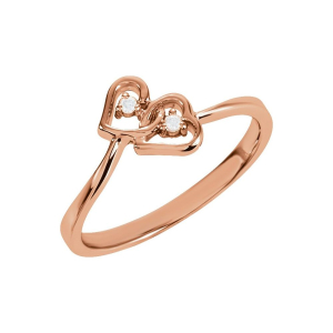 Nellie Natural Rose Gold 4 Prong Side Stone Diamond Rings