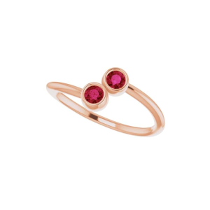 Naveah Natural Ruby Rose Gold Bezel Side Stone Diamond Rings