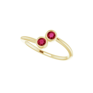 Naveah Natural Ruby Yellow Gold Bezel Side Stone Diamond Rings