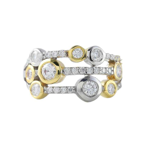 Pecola Natural Round cut Bezel Set  Diamond Statement Rings