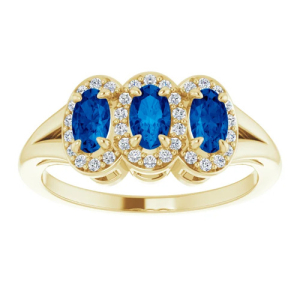 Amberlin Blue Sapphire Yellow Gold 4 Prong 