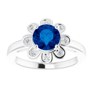 Avenlee Blue Sapphire White Gold 4 Prong Set 