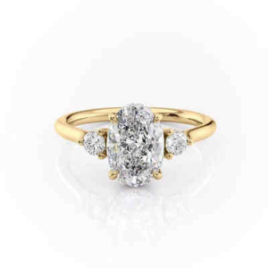 Jenefa Natural Yellow Gold Trilogy Ring Diamond Rings