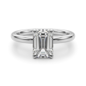 Linzy Lab-Created Emerald cut  Classic Solitaire Engagement Diamond Ring