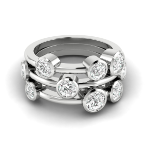 Vincella Lab-Created Round cut Bezel Set  Cluster Diamond Ring