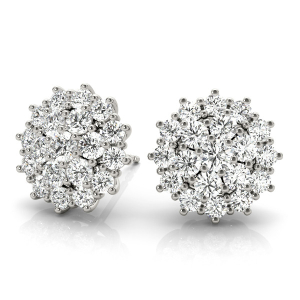 Dorothy Lab-Created Round cut Cluster Diamond Earrings