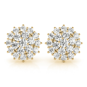 Dorothy Lab-Created Yellow Gold Cluster Diamond Earrings