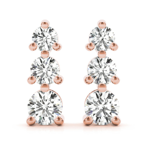 Violet Lab-Created Rose Gold Cluster Diamond Earrings