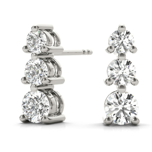 Violet Lab-Created Round cut Cluster Diamond Earrings