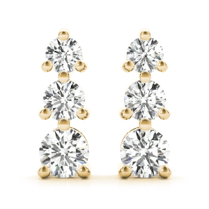 Violet Lab-Created Yellow Gold Cluster Diamond Earrings