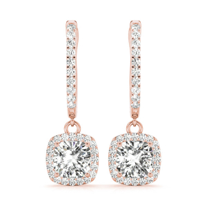 Alitza Lab-Created Rose Gold 4 Prong Halo Diamond Earrings