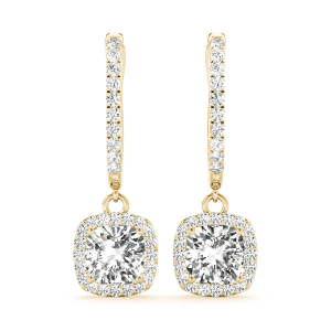 Alitza Lab-Created Yellow Gold 4 Prong Halo Diamond Earrings