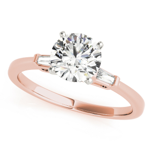 Vaneeza Lab-Created Diamond Rose Gold 4 Prong Set Trilogy Engagement Ring