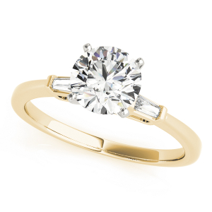 Vaneeza Lab-Created Diamond Yellow Gold 4 Prong Set Trilogy Engagement Ring