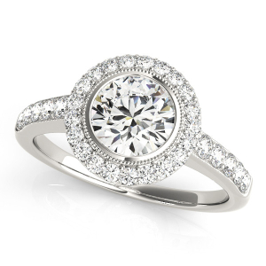 Jania Natural Round cut  Halo Engagement Diamond Ring