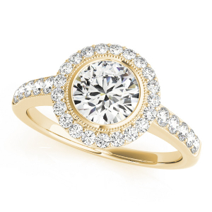 Natural Yellow Gold Halo Diamond Rings