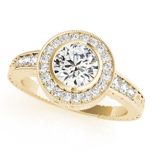 Natural Yellow Gold Halo Diamond Rings