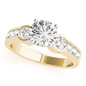 Walta Lab-Created Diamond Yellow Gold 4 Prong Set Trilogy Engagement Ring