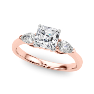 Vallory Lab-Created Diamond Rose Gold 4 Prong Set Trilogy Engagement Ring