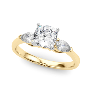 Vannah Lab-Created Diamond Yellow Gold 4 Prong Set Trilogy Engagement Ring