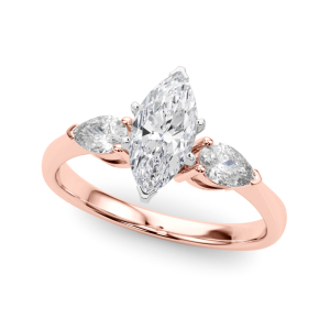 Valissa Lab-Created Diamond Rose Gold 6 Prong Set Trilogy Engagement Ring