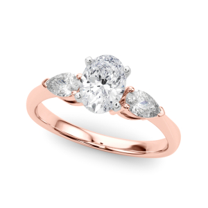 Vanden Lab-Created Diamond Rose Gold 4 Prong Set Trilogy Engagement Ring