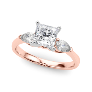 Vihaana Lab-Created Diamond Rose Gold 4 Prong Set Trilogy Engagement Ring