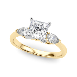 Vihaana Lab-Created Diamond Yellow Gold 4 Prong Set Trilogy Engagement Ring