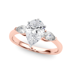 Veta Lab-Created Diamond Rose Gold 6 Prong Set Trilogy Engagement Ring