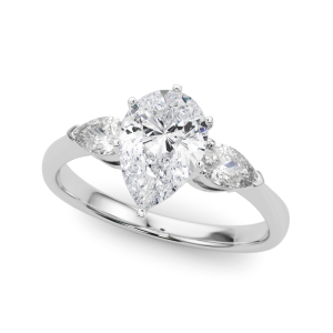 Veta Natural Diamond 6 Prong Set Trilogy Engagement Ring