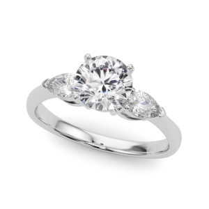 Vihaa Natural Diamond Round cut 4 Prong Set  Trilogy Engagement Ring