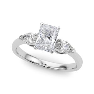 Viya Natural Diamond 4 Prong Set Trilogy Engagement Ring