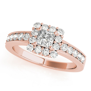 Keylani Natural Rose Gold Halo Diamond Rings