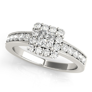 Keylani Natural Princess cut Halo Diamond Rings