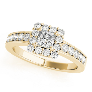 Keylani Natural Yellow Gold Halo Diamond Rings