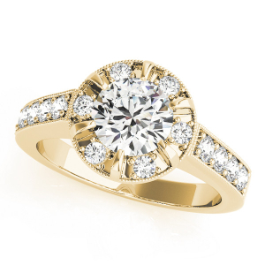 Natural Yellow Gold Halo Diamond Rings