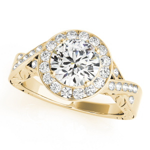 Natural Yellow Gold Halo Diamond Rings