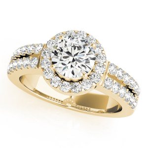 Natural Yellow Gold Halo Diamond Rings