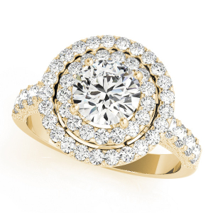 Natural Yellow Gold Halo Diamond Rings