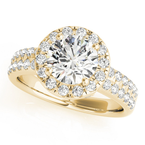 Natural Yellow Gold Halo Diamond Rings