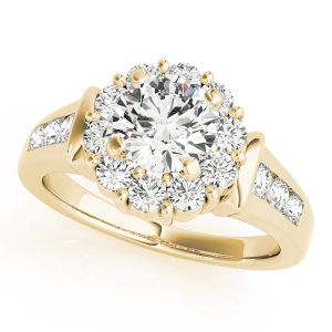 Natural Yellow Gold Halo Diamond Rings